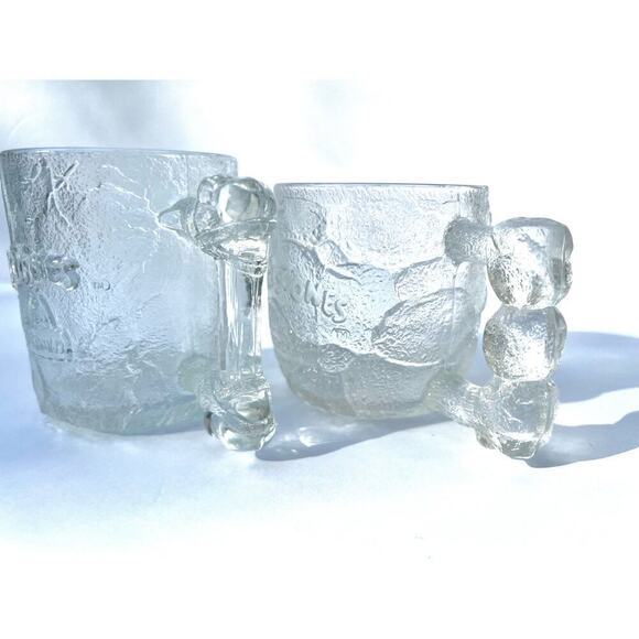 Two Mcdonalds Collectable Flinstones Glass cups/mugs